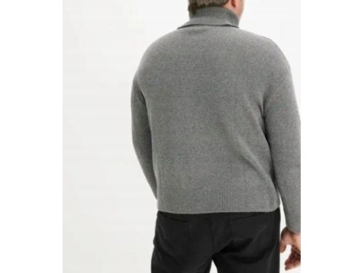 B.P.C sweter dzianinowy męski szary z wywijanym golfem M.