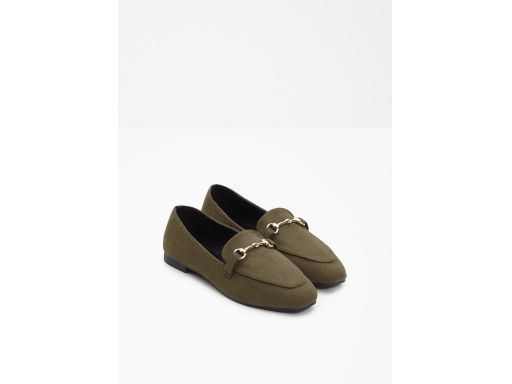 B.P.C półbuty damskie loafersy khaki z eko zamszu r.39