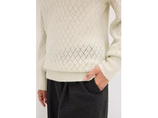 B.P.C sweter kamienisty beż z cekinami ażurowy r.40/42