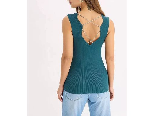 B.P.C top dzianinowy morski z cyrkoniami 32/34.