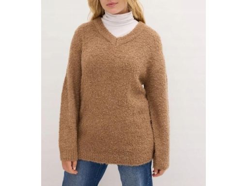 B.P.C sweter jasny brąz luźny boucle r.52/54