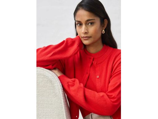 B.P.C krótki sweter rozpinany czerwony z jedwabiem r.52/54