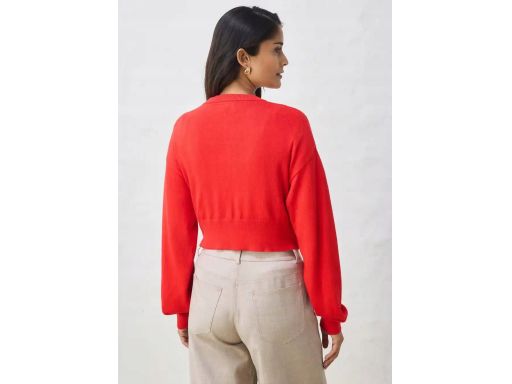 B.P.C krótki sweter rozpinany czerwony z jedwabiem r.52/54