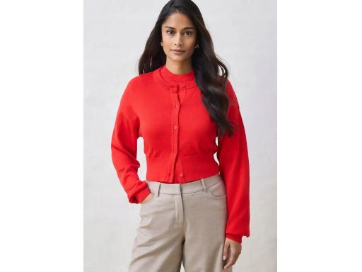 B.P.C krótki sweter rozpinany czerwony z jedwabiem r.52/54