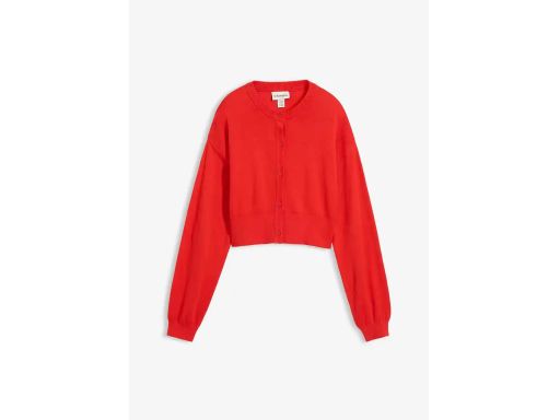 B.P.C krótki sweter rozpinany czerwony z jedwabiem r.52/54