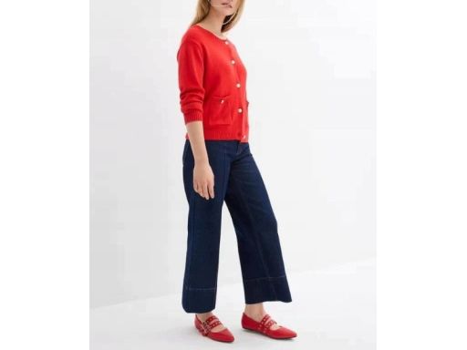B.P.C sweter dzianinowy czerwony rozpinany okrągły dekolt r.48/50