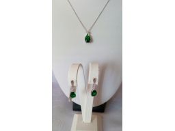 Komplet biżuterii srebrnej zielona cyrkonia