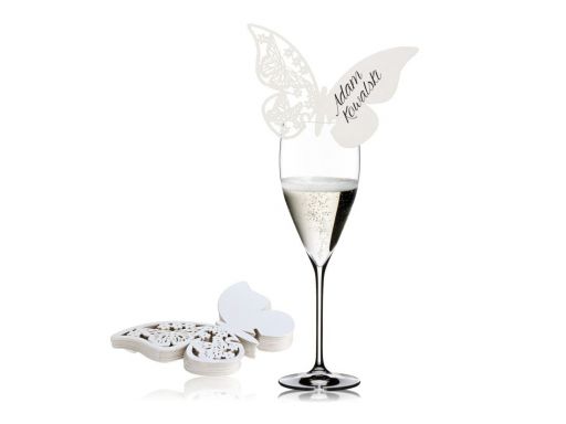 Winietki na kieliszki motyle wizytówki ślub wesele