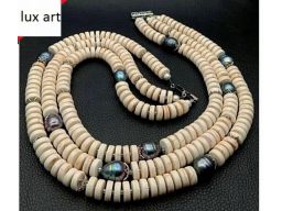 Lux art.naszyjnik naturalna perła + turkus