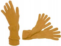Długie rękawiczki gładkie polskie czarny miodowy